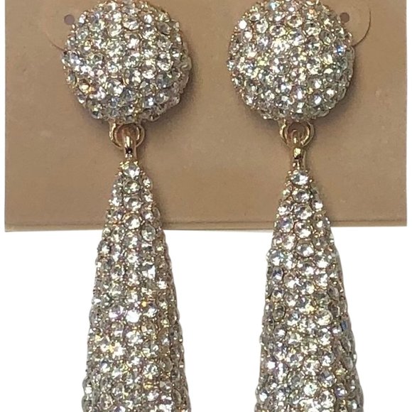 KENNETH JAY LANE-PAVE CRYSTAL LONG EARRING - Picture 9 of 10